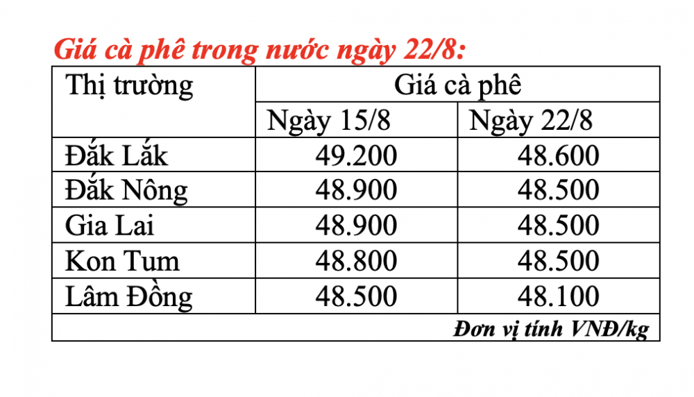 Giá cà phê hôm nay 22/8: Giá cà phê liệu có khả năng tăng?