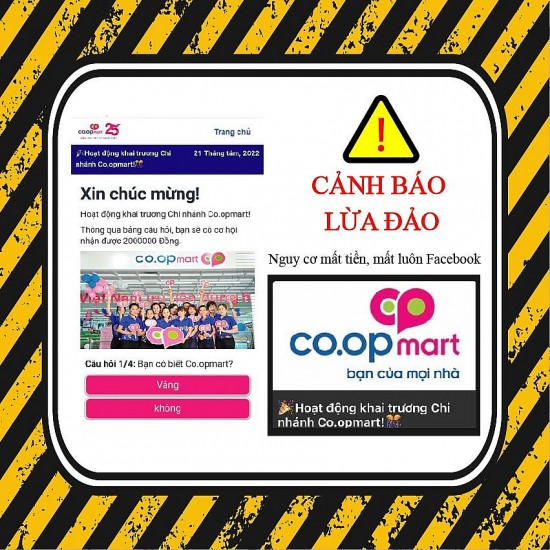 Cảnh báo lừa đảo trúng thưởng nhận phiếu mua hàng Co.opmart