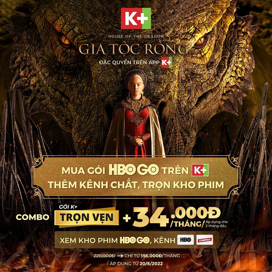 Truyền hình K+ ra mắt dịch vụ SVOD hoàn toàn mới tích hợp gói HBO Go