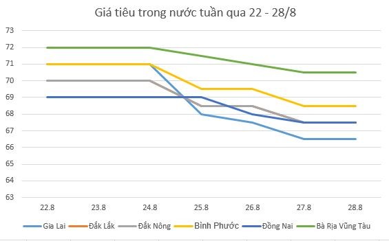 Giá tiêu hôm nay và tổng kết tuần 22 – 28/8: Giảm 1.500 – 4.500 đồng/kg