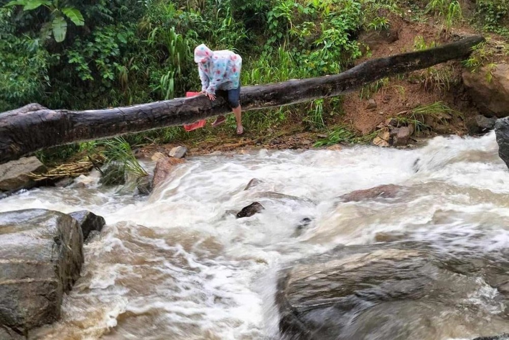 Quảng Nam: Xúc động trước cảnh cô giáo ôm thân cây, vượt dòng suối dữ đến trường