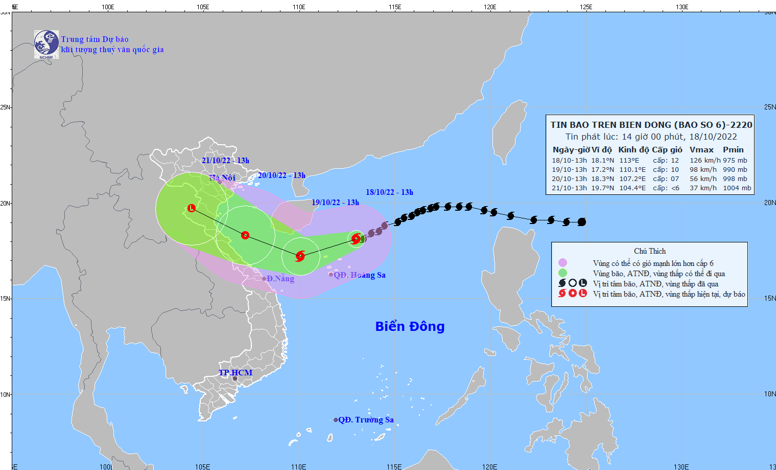 Tin về cơn bão số 6: Bão số 6 cách quần đảo Hoàng Sa khoảng 210km về phía Đông Bắc