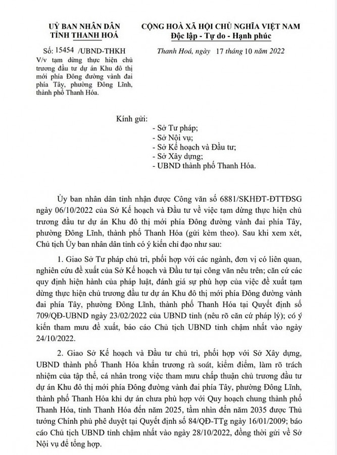 Thanh Hóa: Kiểm điểm, làm rõ trách nhiệm tập thể cá nhân tham mưu dự án gần 1.200 tỷ đồng