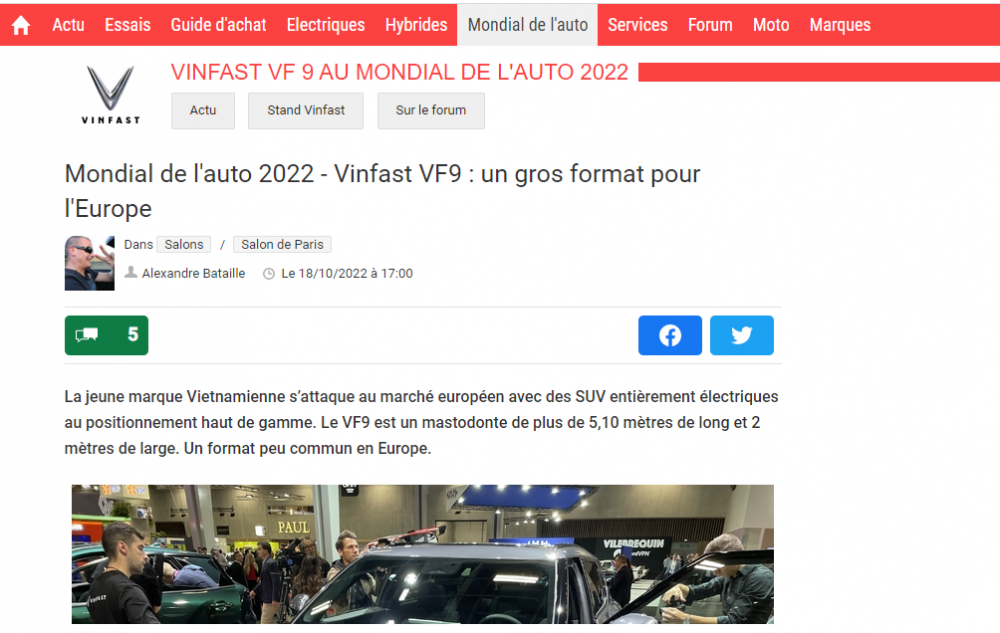 Báo Caradisiac (Pháp) đánh giá cao mẫu SUV cỡ E đến từ Việt Nam - VinFast VF 9