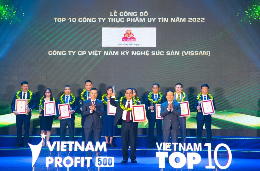 Vissan đạt Top 10 Công ty thực phẩm uy tín, top 500 doanh nghiệp lợi nhuận tốt nhất Việt Nam 2022