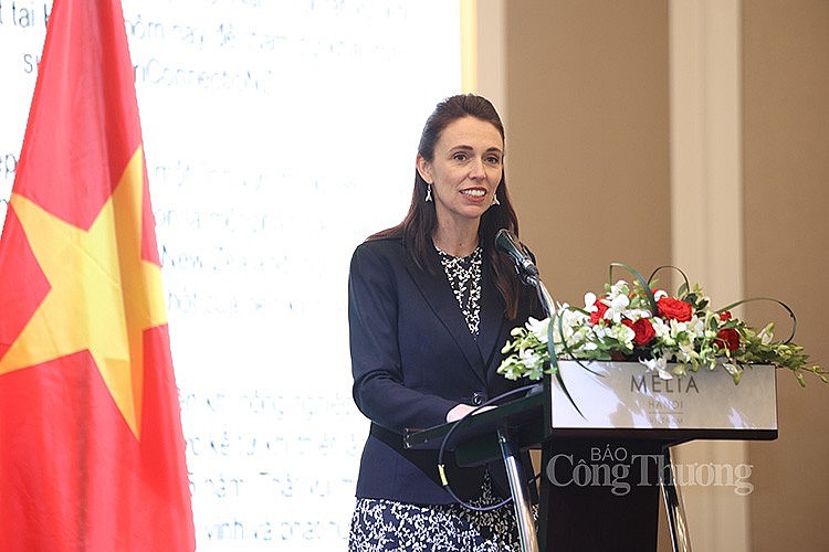 Thủ tướng New Zealand Jacinda Ardern phát biểu tại sự kiện