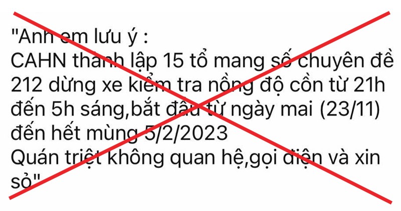 Công an Hà Nội: Thông tin thành lập 15 tổ công tác chuyên đề 212 là không chính xác