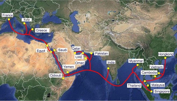 Tuyến cáp quang biển AAE-1 gặp sự cố, ảnh hưởng Internet từ Việt Nam đi quốc tế