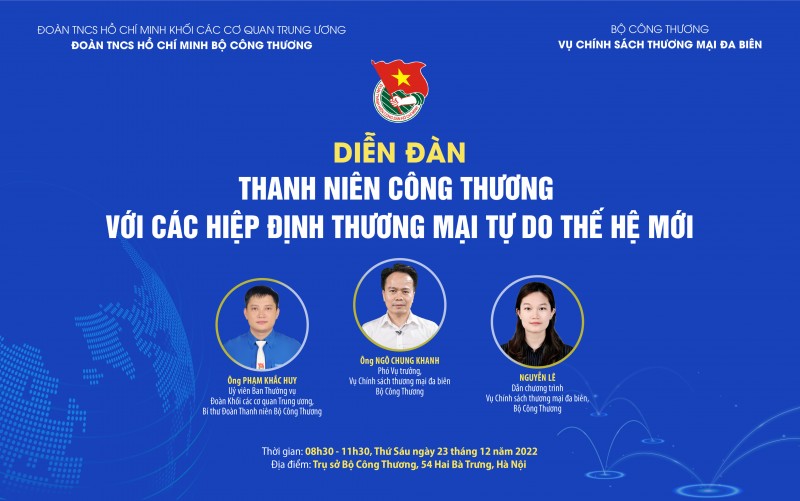 Sắp diễn ra Diễn đàn “Thanh niên Công Thương với các Hiệp định thương mại tự do (FTA) thế hệ mới”