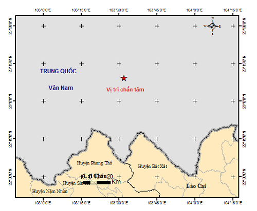 Xuất hiện động đất gần biên giới Việt - Trung