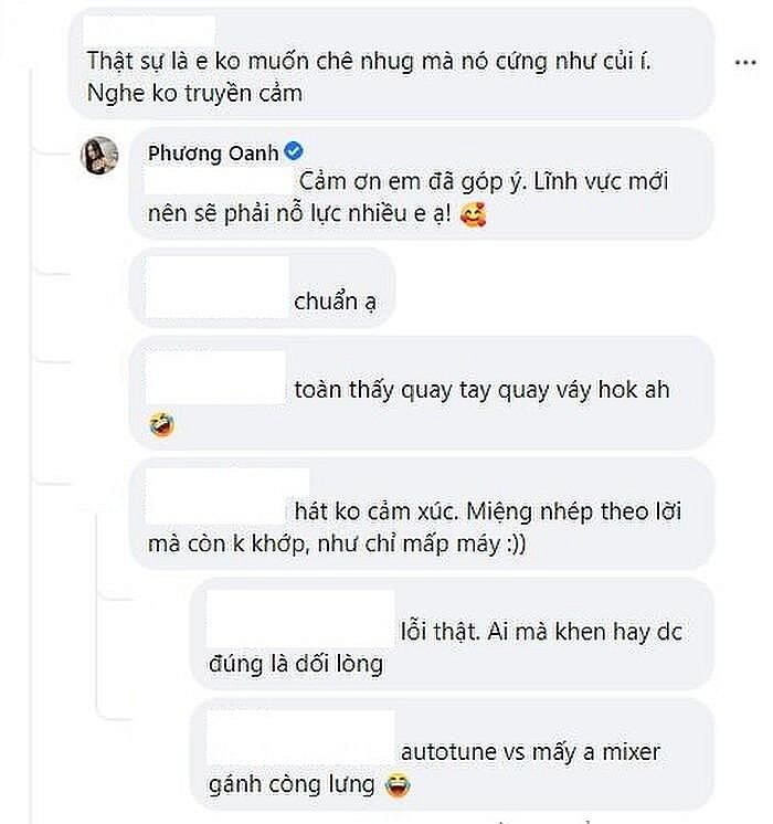 Bị netizen nhận xét hát 'cứng như củi', diễn viên Phương Oanh đáp trả ra sao?