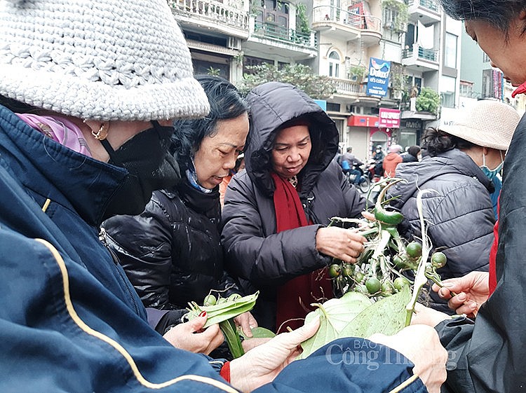 Đi chợ truyền thống để sắm Tết có những thú vị rất riêng. Họ cùng nhau chia sẻ giá cả sản phẩm, chọn hộ nhau quả cau, hay bông hoa đẹp nhất.