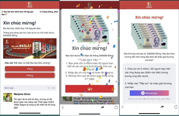 Giả mạo hình ảnh Bia Sài Gòn để lừa đảo dịp Tết Nguyên đán Quý Mão 2023