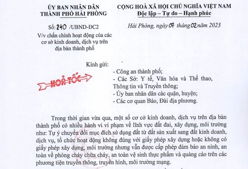 Hải Phòng ra văn bản chấn chỉnh hoạt động các cơ sở kinh doanh dịch vụ