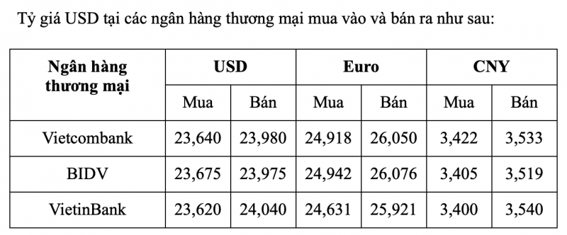 Chú thích: Tỷ giá ngoại tệ thị trường ngày 20/2