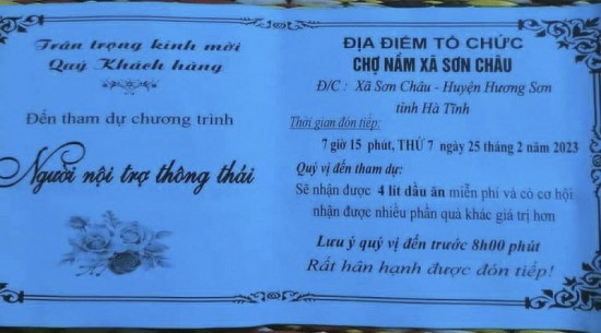 Cảnh giác “chiêu trò” mời người dân nhận “4 lít dầu ăn miễn phí" ở Hà Tĩnh