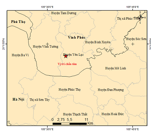 Động đất xảy ra tại huyện Yên Lạc - Vĩnh Phúc