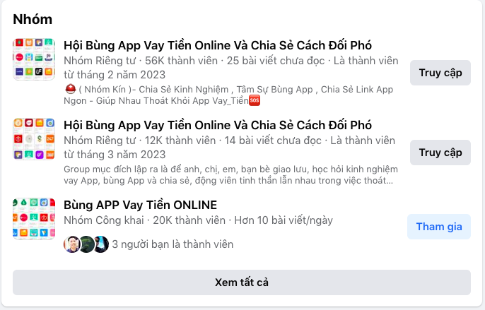 Xuất hiện nhiều hội nhóm chia sẻ cách “bùng” dịch vụ vay nợ online