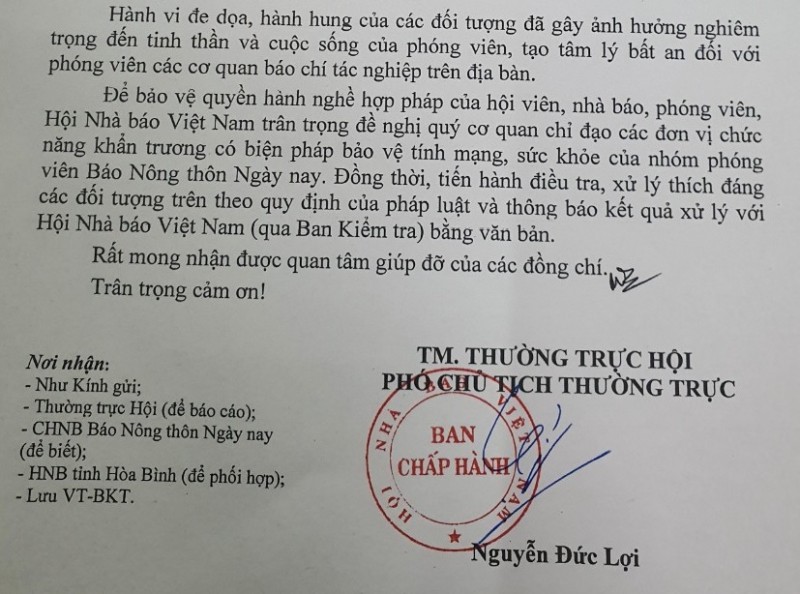 Hội Nhà báo Việt Nam vào cuộc vụ phóng viên Báo Nông thôn ngày nay bị hành hung