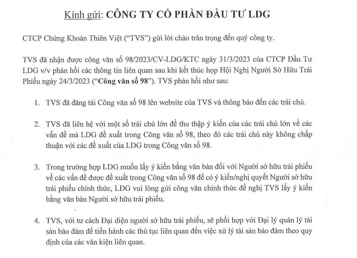 LDG xin được lùi hạn trả lãi lô trái phiếu hơn 300 tỷ, nhiều trái chủ lớn không đồng ý -0