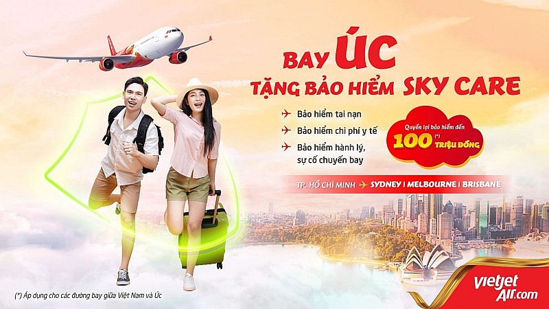 Vietjet tặng bảo hiểm toàn diện Sky Care cho các đường bay thẳng tới Úc