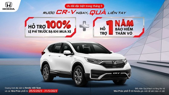 Honda Việt Nam hỗ trợ 100% thuế trước bạ cho khách mua xe Honda CRV