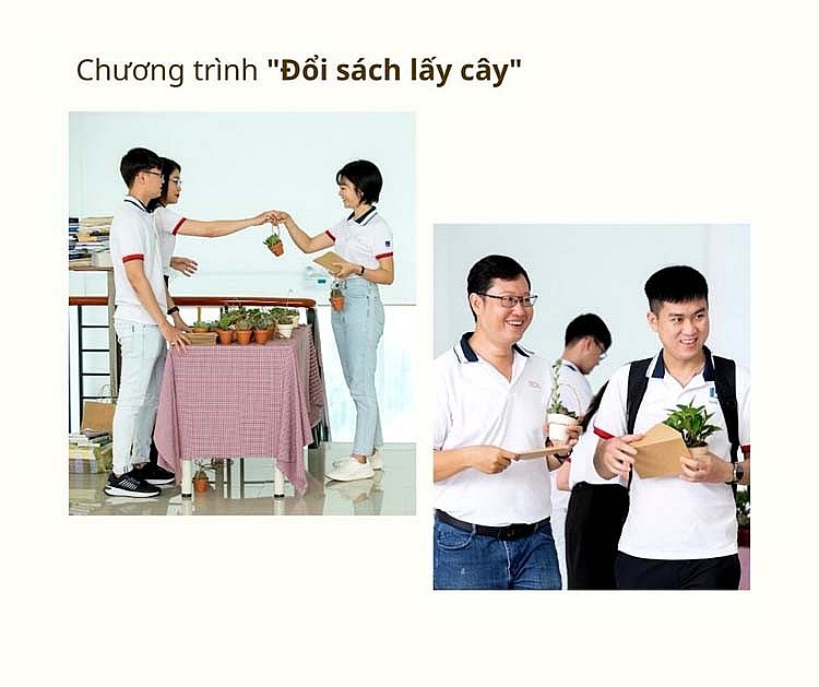 “Đổi sách lấy cây” là phần sinh hoạt tập thể vui vẻ tại Diễn đàn Văn hóa đọc 2023 của KCM