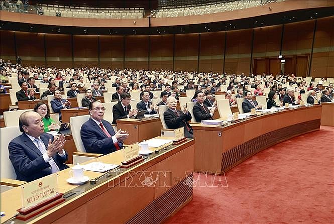 Các đồng chí lãnh đạo, nguyên lãnh đạo Đảng, Nhà nước và đại biểu Quốc hội dự khai mạc.