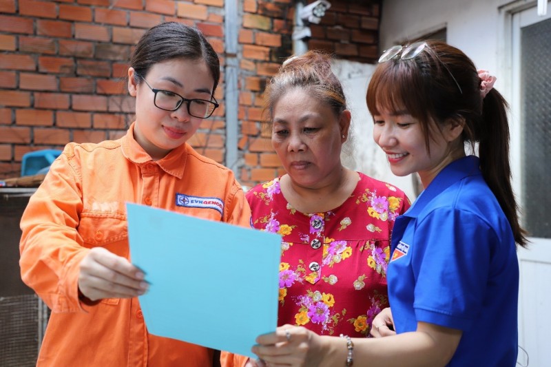 Chia các nhóm nhỏ thực hiện tuyên truyền sử dụng điện tiết kiệm và hiệu quả.