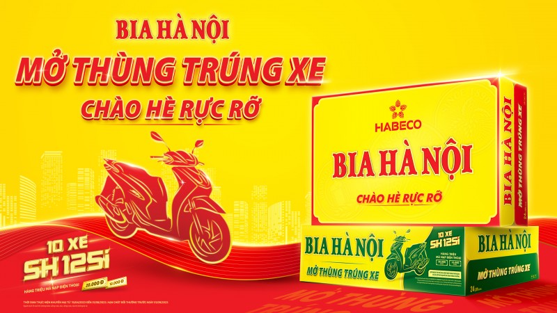 Mở thùng Bia Hà Nội trúng xe