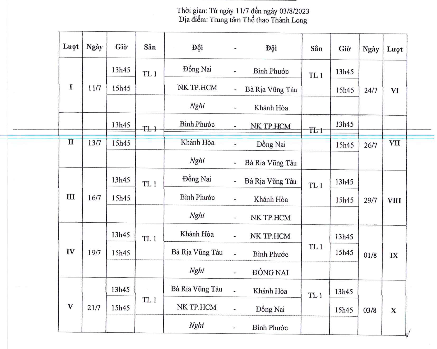 Lịch thi đấu Giải bóng đá vô địch U15 Quốc gia 2023