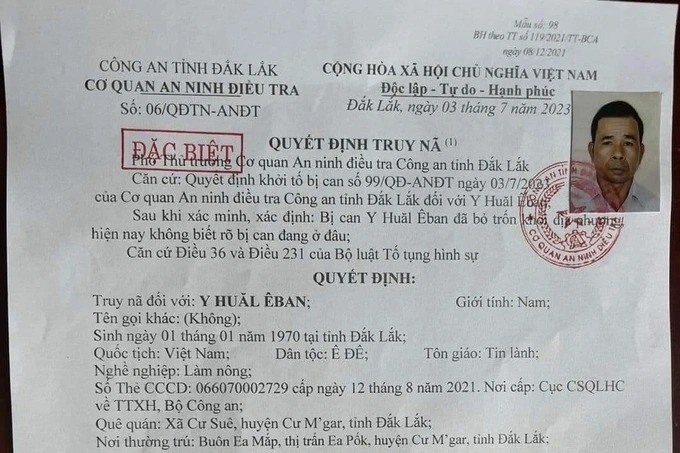 Vụ tấn công trụ sở xã ở Đắk Lắk: Truy nã đặc biệt thêm một đối tượng