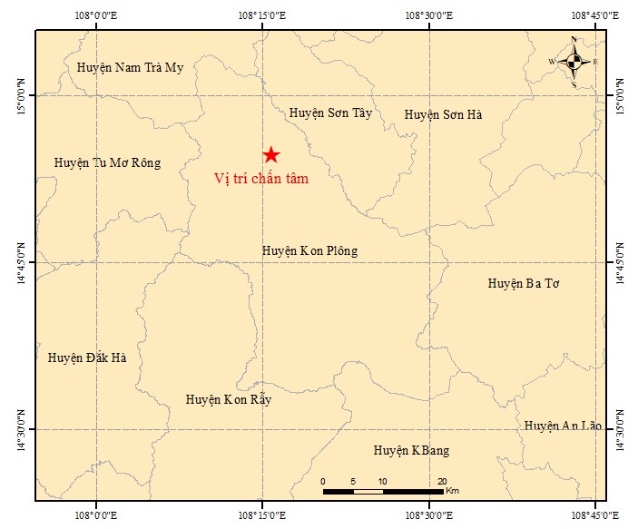 Ngày 7/7, liên tiếp 10 trận động đất xảy ra tại Kom Tum và Quảng Ngãi