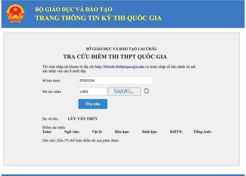 tra cứu điểm thi THPT Quốc gia 2024