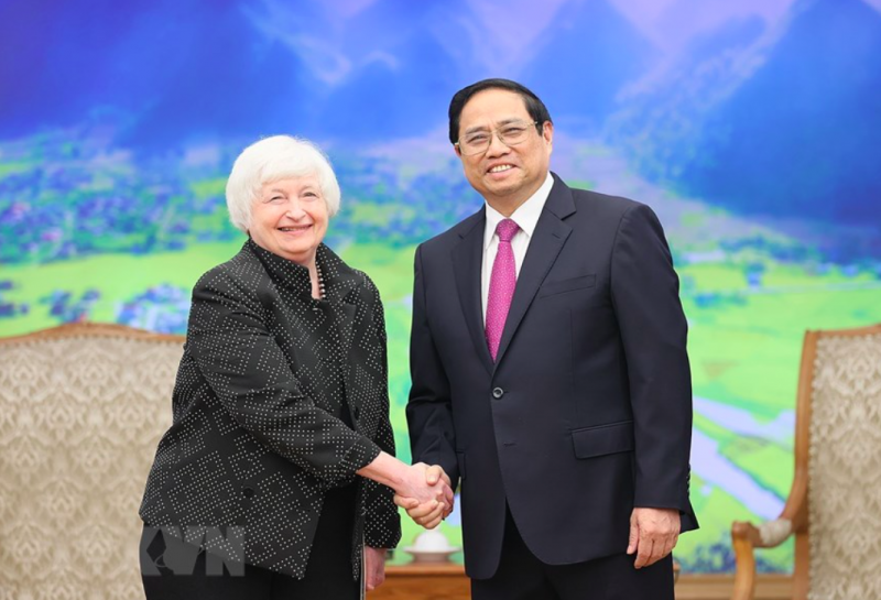 Chiều 20/7/2023, tại Hà Nội, Thủ tướng Chính phủ Phạm Minh Chính đã tiếp bà Janet Yellen, Bộ trưởng Tài chính Hoa Kỳ