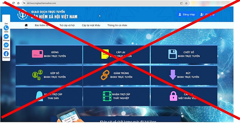 Phát hiện trang web giả mạo Cổng dịch vụ công Bảo hiểm Xã hội Việt Nam