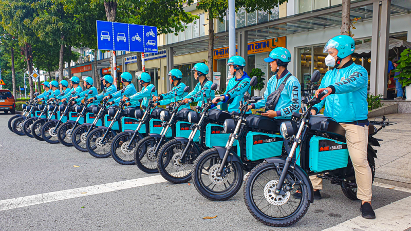 xe may dien dat bike cung baemin noi dai giao van xanh