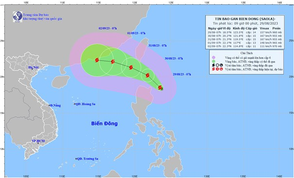 Bão Saola đang hướng vào biển Đông, bão đôi xuất hiện