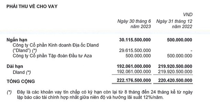 DRH Holdings cho Dland vay hàng trăm tỉ đồng