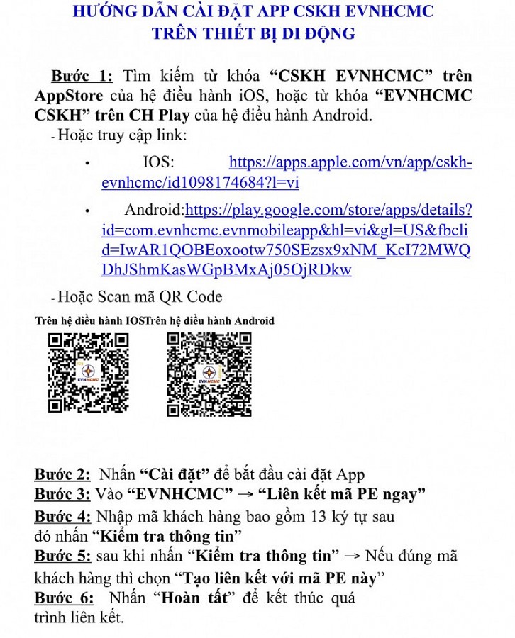 Cài App EVNHCMC CSKH để được giải quyết nhanh tất cả dịch vụ về điện