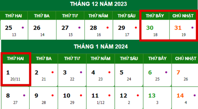 Cán bộ, công chức, viên chức và người lao động tại cơ quan Nhà nước nghỉ Tết Dương lịch năm 2024 3 ngày liên tục.