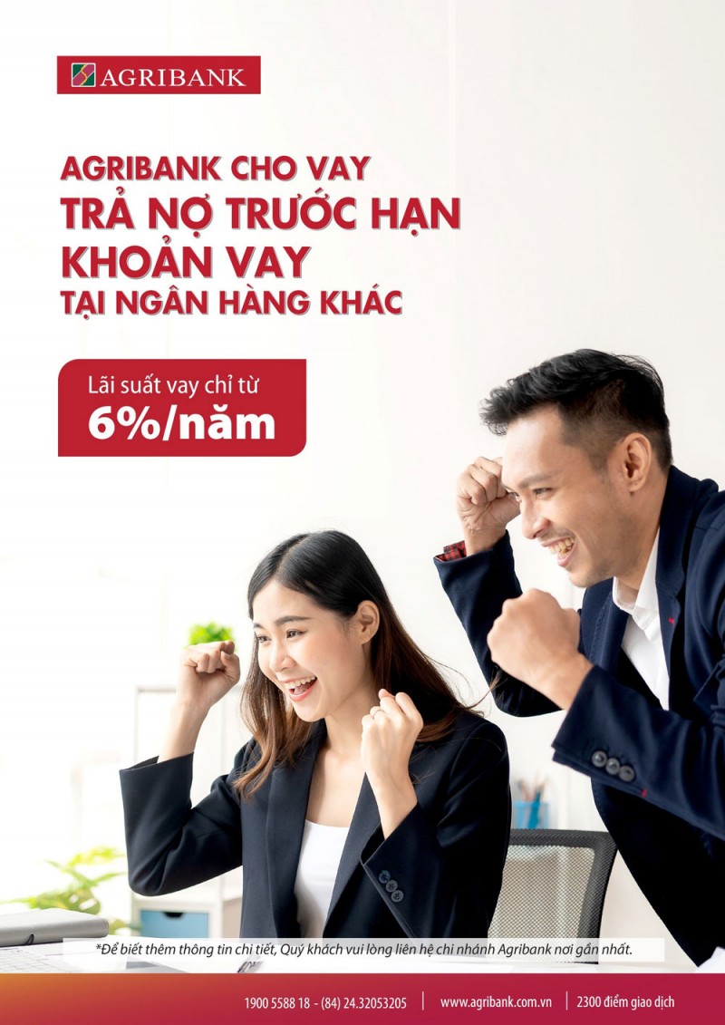 Agribank cho vay trả nợ trước hạn khoản vay tại các ngân hàng khác