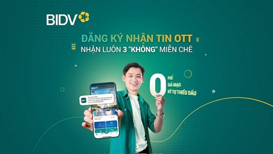 Nhận biến động số dư với mức phí 0 đồng tại BIDV