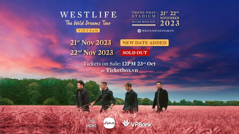 Thông báo mới nhất về concert Westlife tại Việt Nam. Ảnh fanpage Westlife