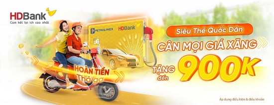 hoan den 900 nghin dong khi do xang bang the hdbank