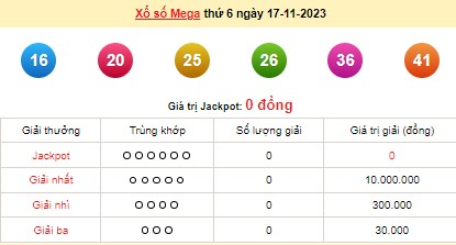 Vietlott 17/11, kết quả xổ số Vietlott hôm nay 17/11/2023, Vietlott Mega 6/45 17/11