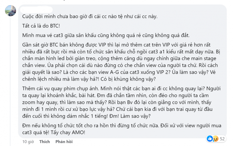 Sự phẫn nộ của các khán giả khi xem concert tối qua. Ảnh chụp màn hình