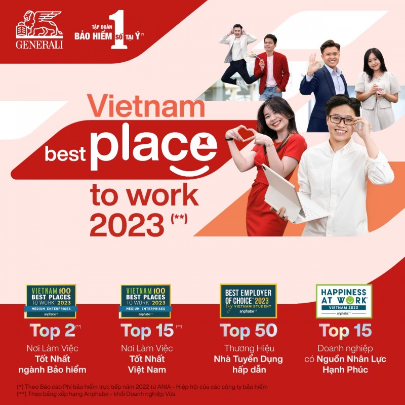 Generali Việt Nam được vinh danh với 4 giải thưởng trong Top “Nơi làm việc tốt nhất Việt Nam 2023”