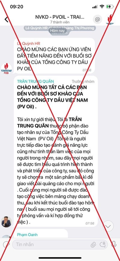 PVOIL lên tiếng cảnh báo tình trạng giả mạo fanpage để lừa đảo