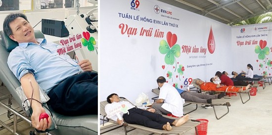 nguoi lao dong cong ty dien luc quang nam tinh nguyen hien mau